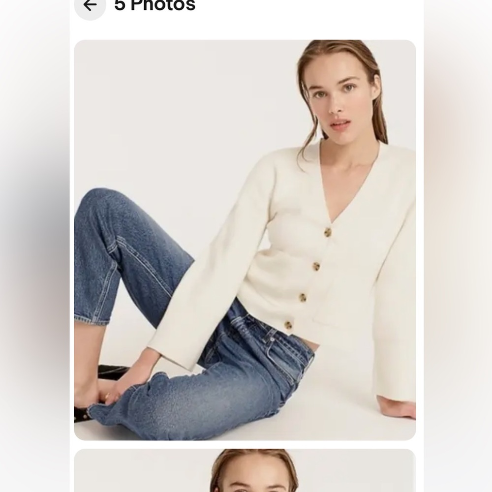 J.Crew Women's  Cinched-waist cropped cardigan sweater, IVORY, Sz S BF006